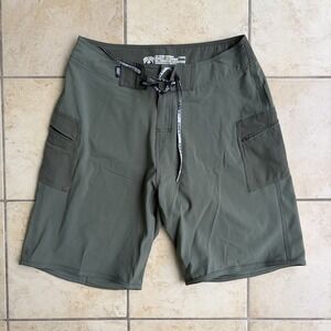 Lost Mayhem Board Shorts Mens 34 Green Swim Surf Cargo Zip Pockets Y2K Utility